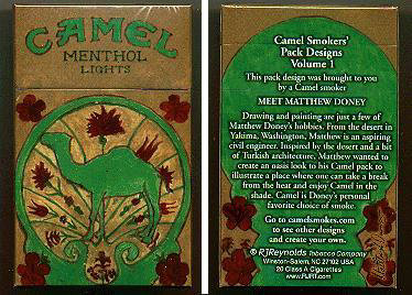 Camel Menthol Lights Smokers Pack Designs Volume 1 cigarettes hard box